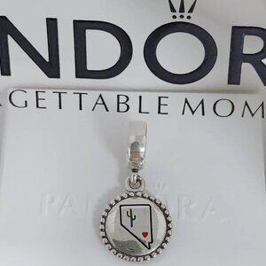 Pandora Nevada Dangle Charm Heart S925 Sterling Silver Bracelet Pendant with box